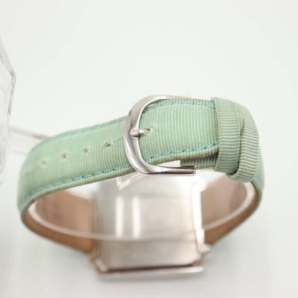 Victoria Wieck Women Gem Square Watch 36mm Dial Teal Leather Strap w New Battery - Picture 12 of 16